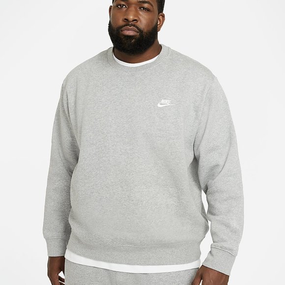 Nike Men's Sportswear Club Fleece Crew | Dark Grey Heather/White | Size: 3XL - Picture 1 of 4